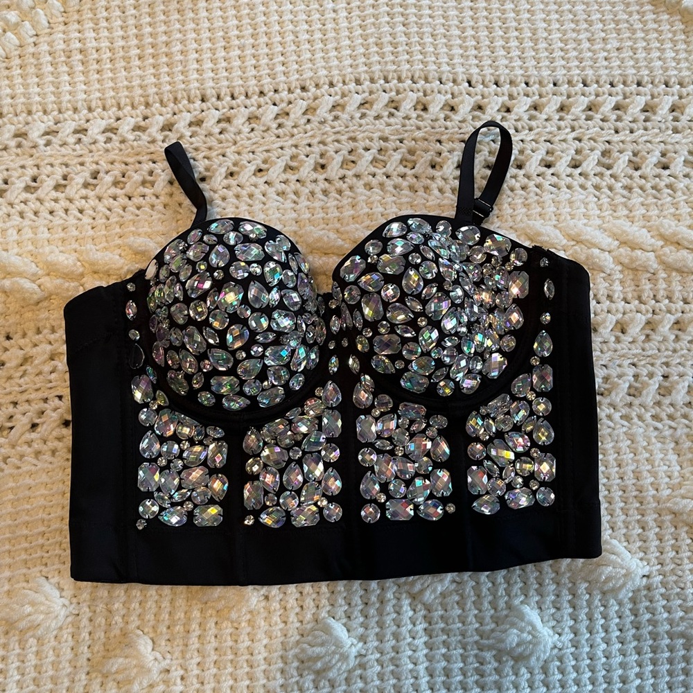 Sequin bustier tank top